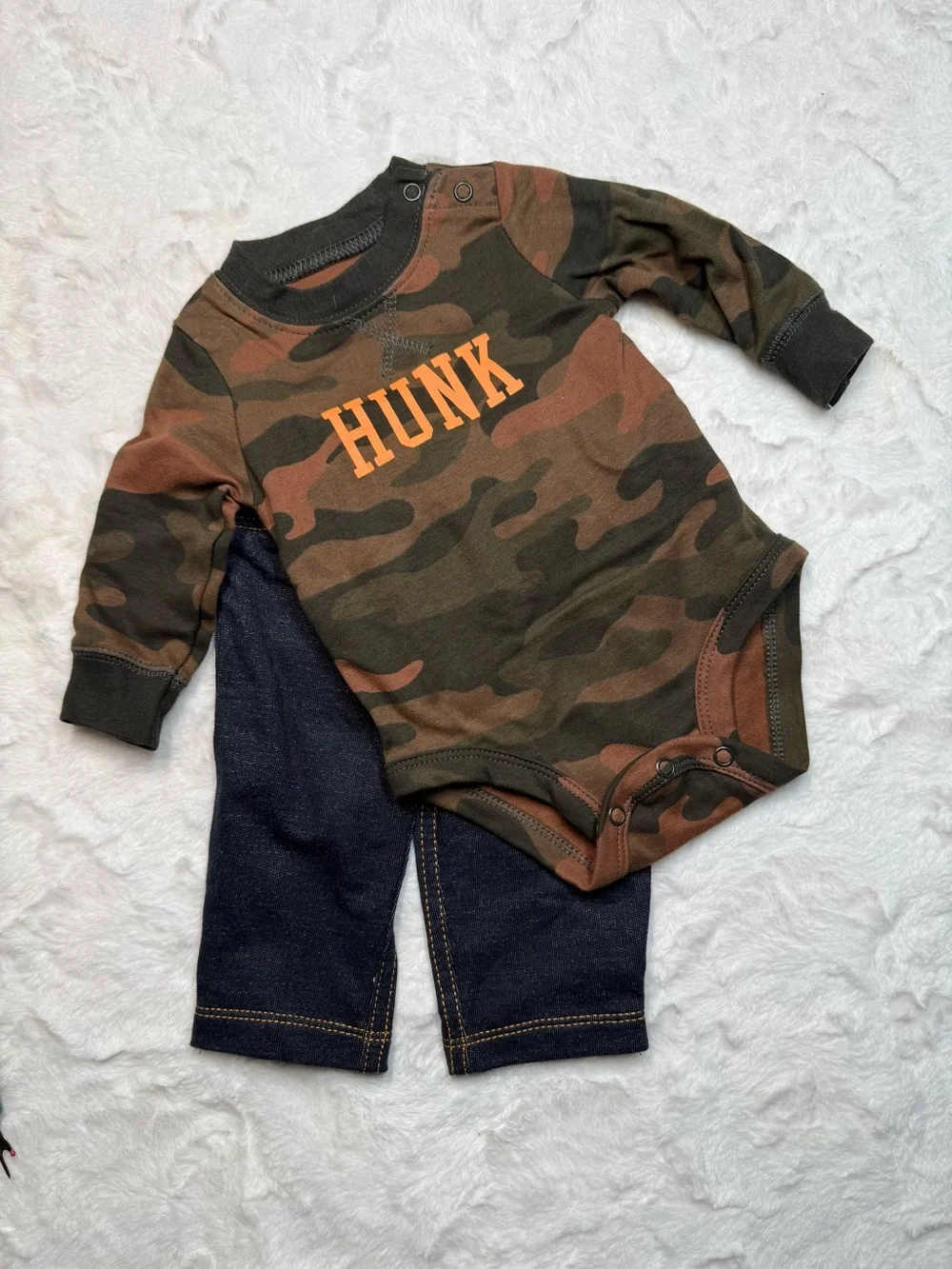 Carter's Camouflage Top with Navy Denim-Style Jeans